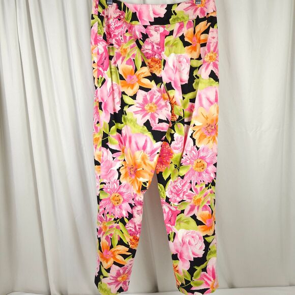 Talbots Collection Womens Size 10 32x27 Floral Flower Cotton Blend Stretch Pants - Picture 2 of 7